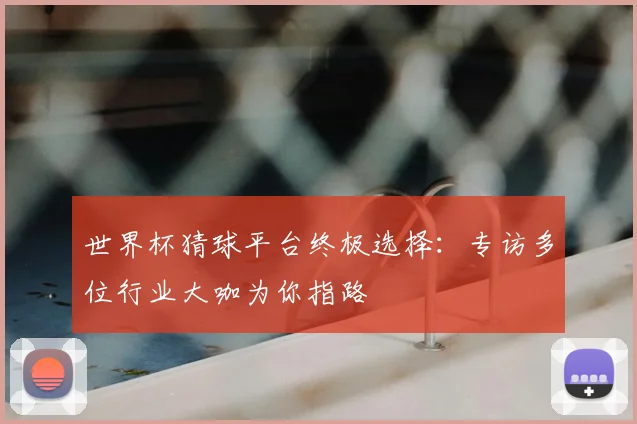 世界杯猜球平台终极选择：专访多位行业大咖为你指路